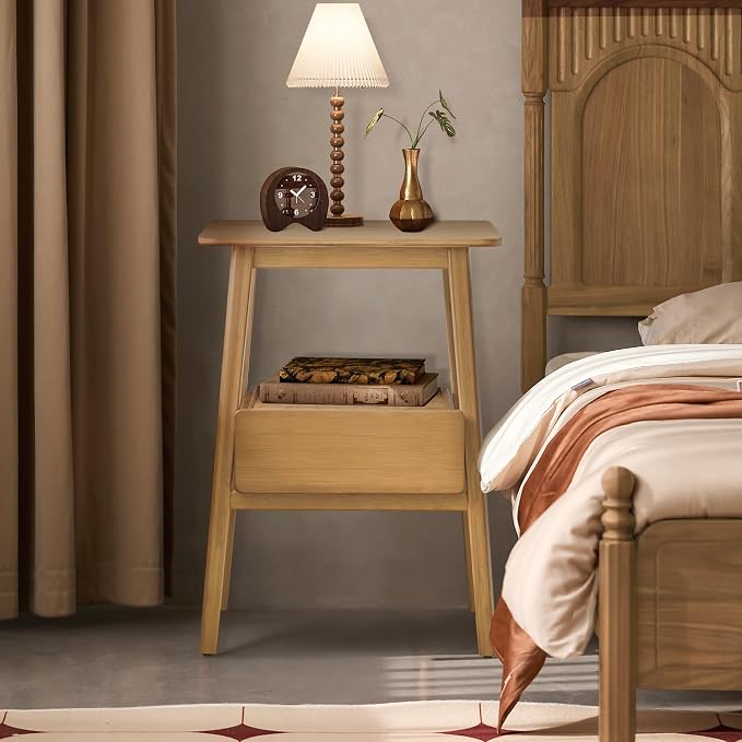 Bamboo Nightstand with Drawer