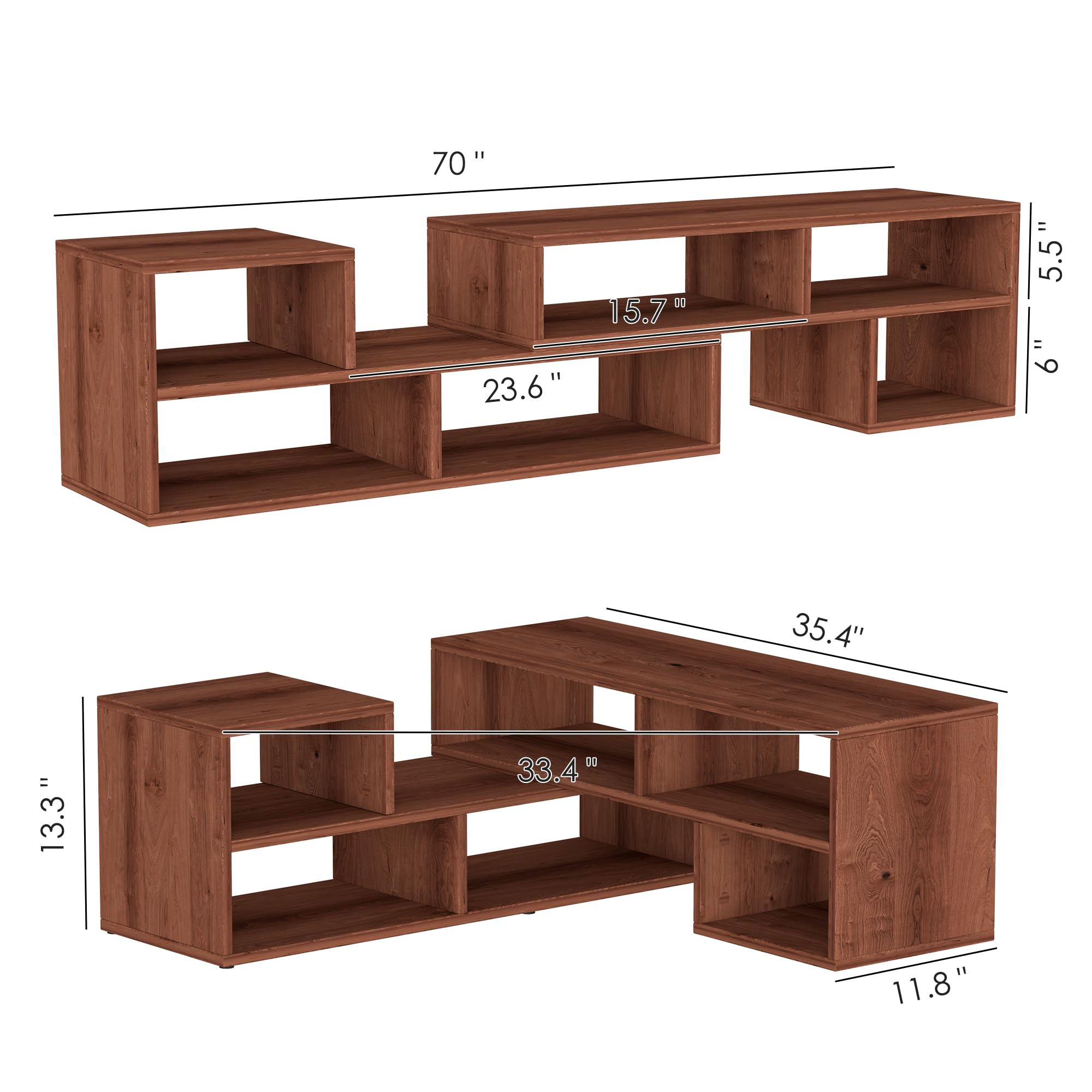 2-Piece Bookshelf TV Stand with Storage