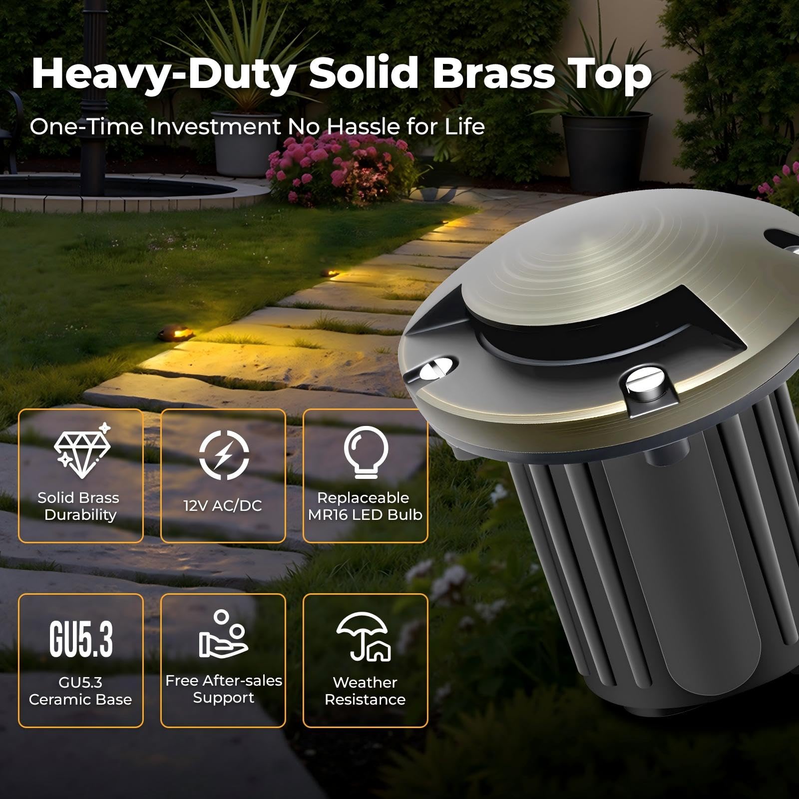 Brass Well Lights Outdoor 12V LED In-Ground Light – 12 Pack