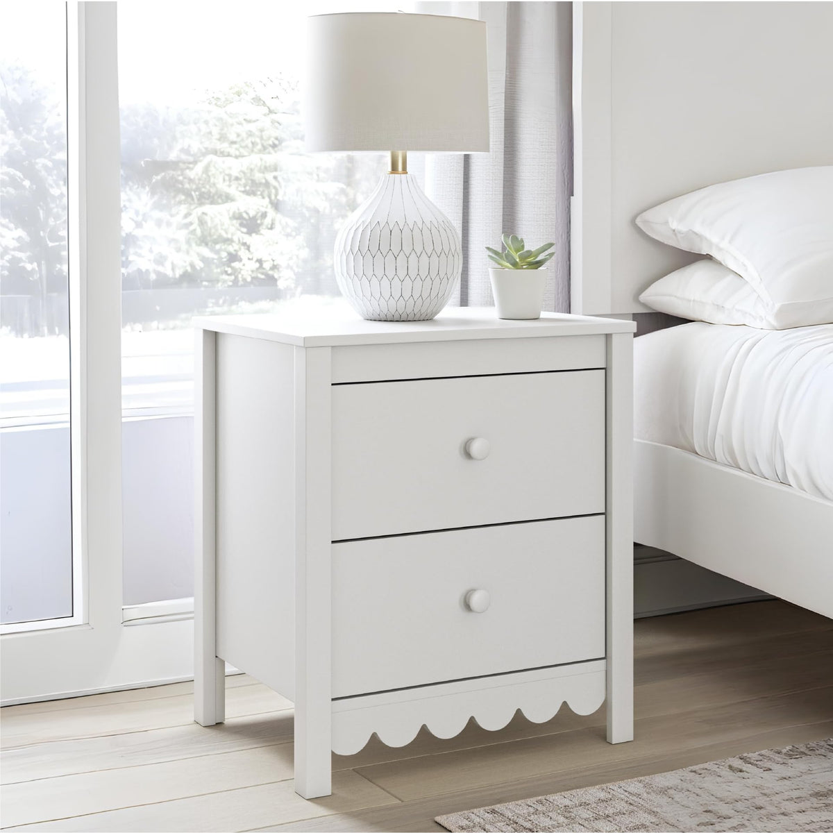 Scalloped 2-Drawer Nightstand