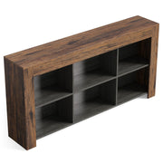 LITTLE TREE TV Stand with Storage, 63-Inch Entertainment Center with Shelves, Modern Media Console for Television up to 65" for Living Room, Bedroom, Brown + Black