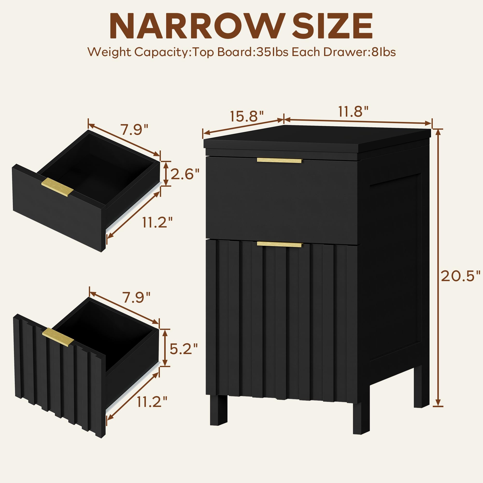 Fluted 3-Piece Bedroom Set – Dresser & 2 Nightstands