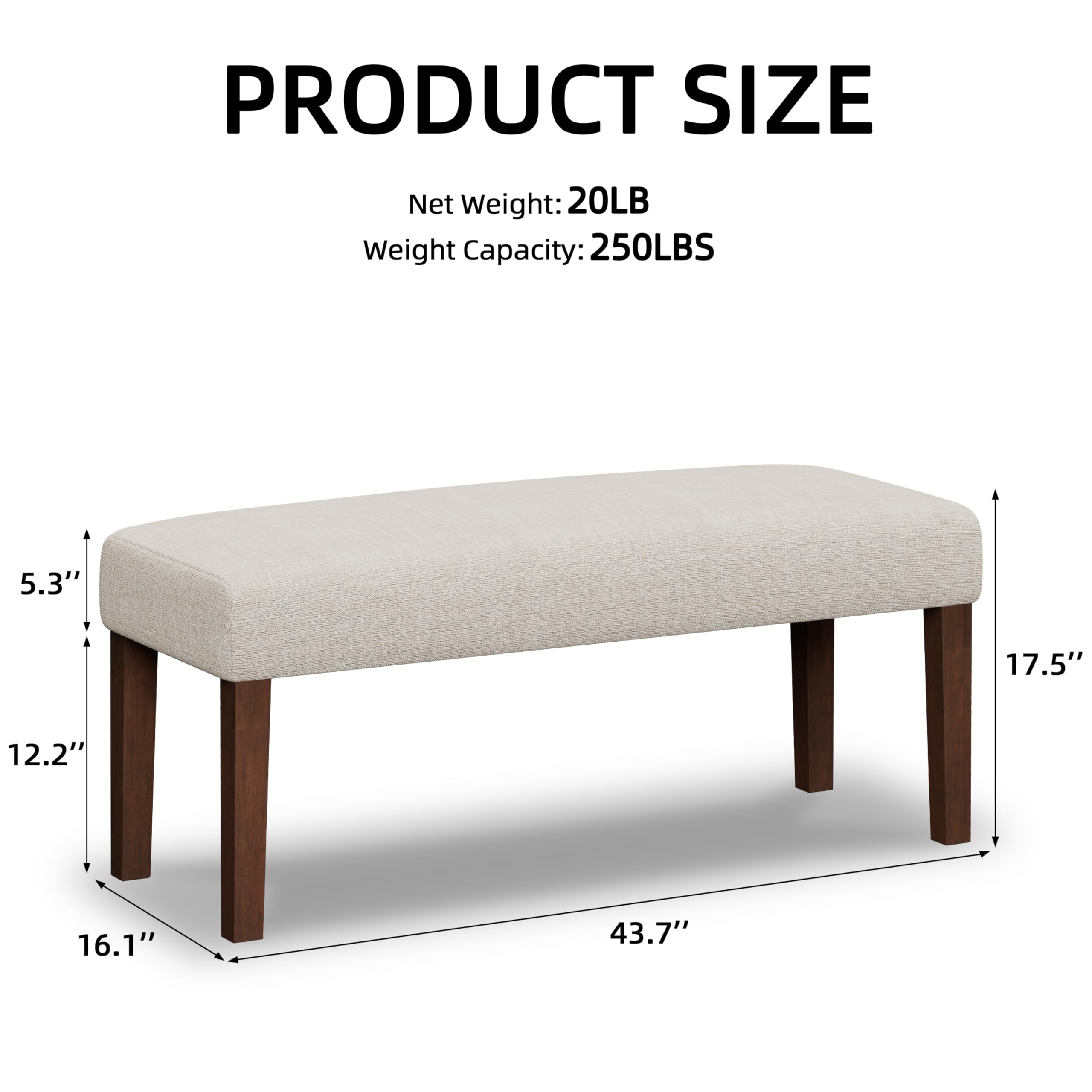 Upholstered Bedroom & Entryway Bench with Wood Legs