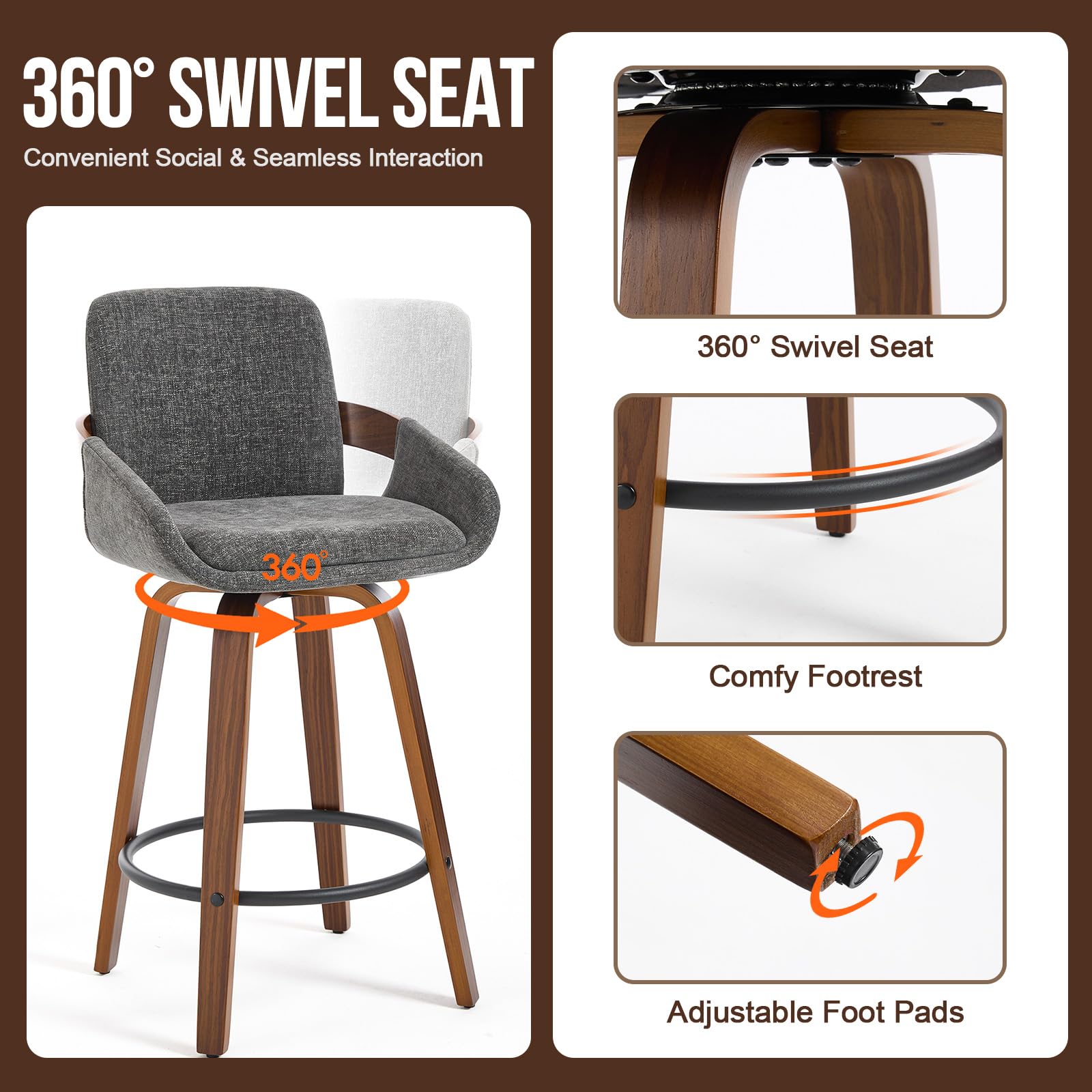 Counter Height Swivel Bar Stools Set of 2