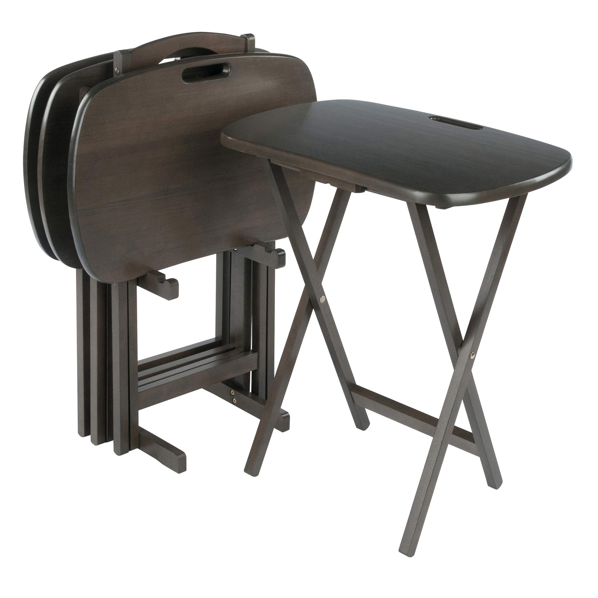 5-Piece Folding Snack Table Set with Storage Stand