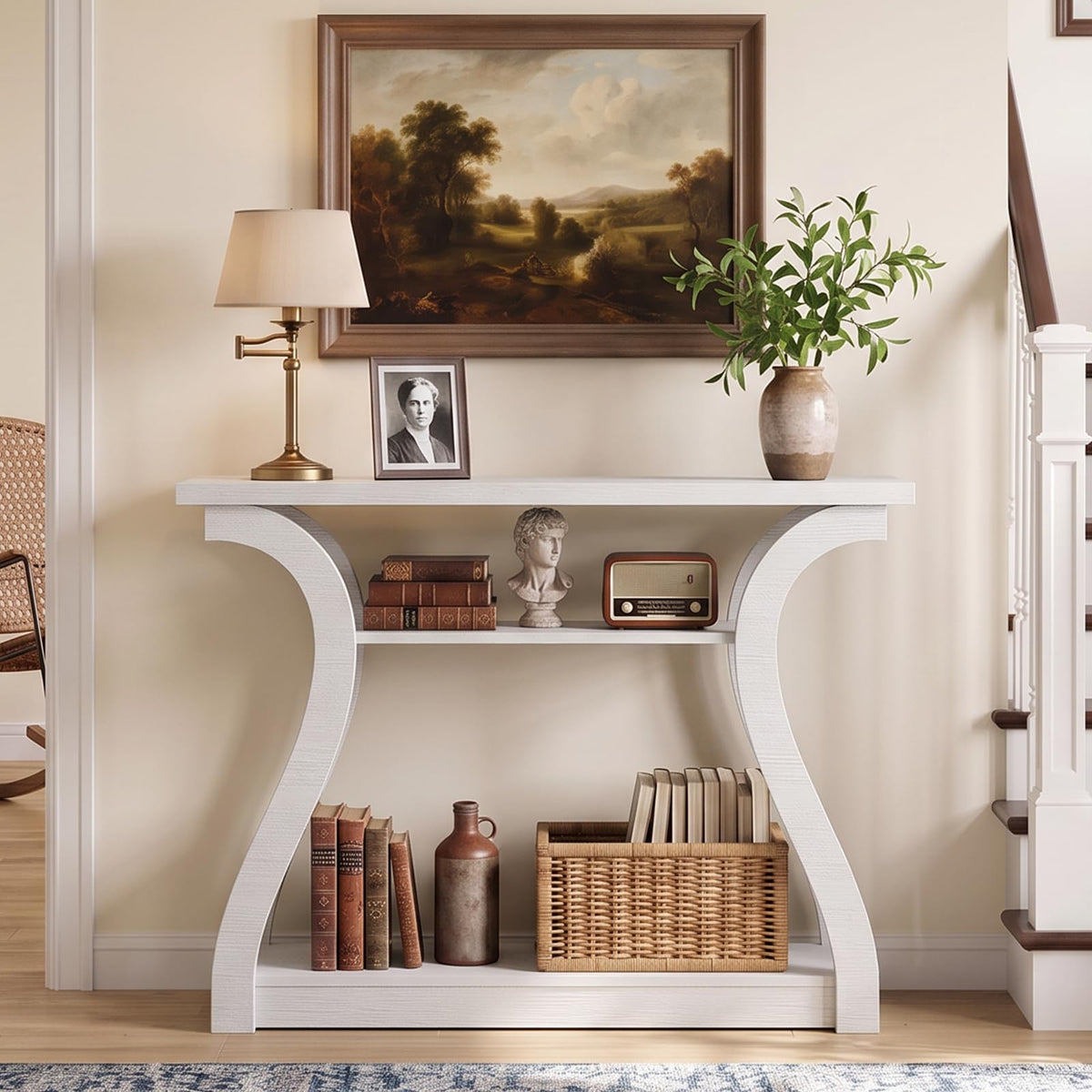 UODERS 47" Narrow Console Table, Entry Table with Curved Legs, Sofa Table