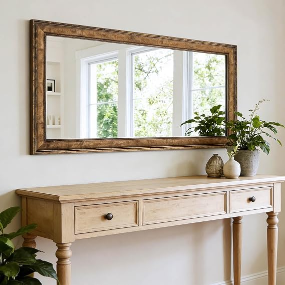 Distressed Solid Wood Wall Mirror