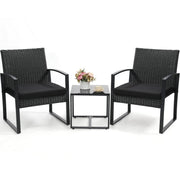 3-Piece Outdoor Wicker Bistro Set with Coffee Table