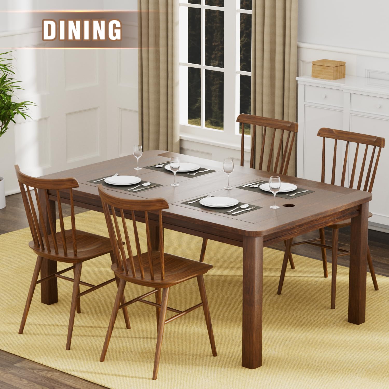 Solid Wood Board Game Table with Removable Top
