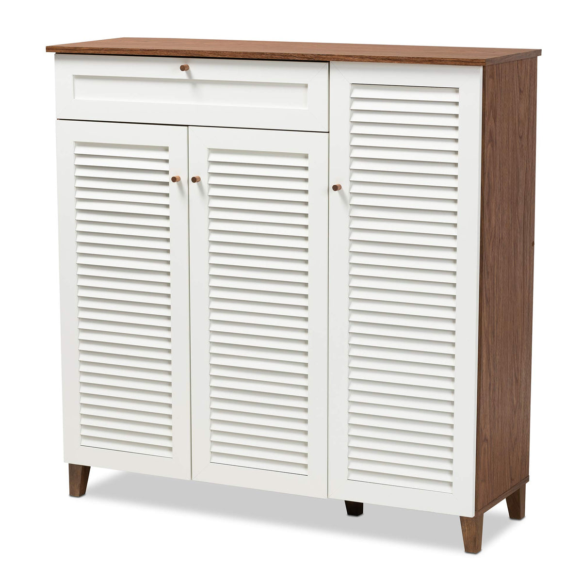 Baxton Studio Shoe Cabinets, White/Walnut