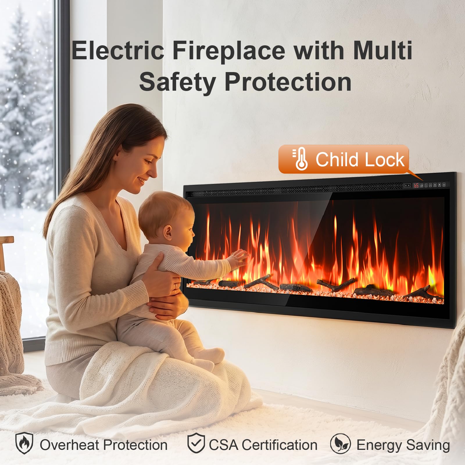 Smart Electric Fireplace – Wall Mount & Recessed