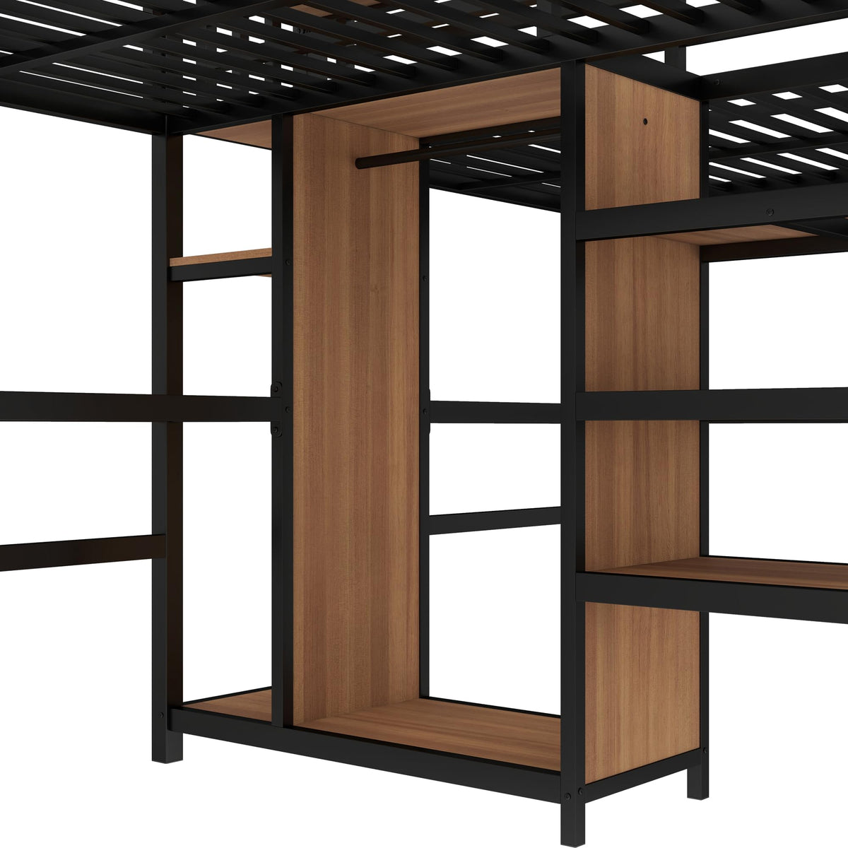 Twin Double Loft Bed with Desk and Wardrobe