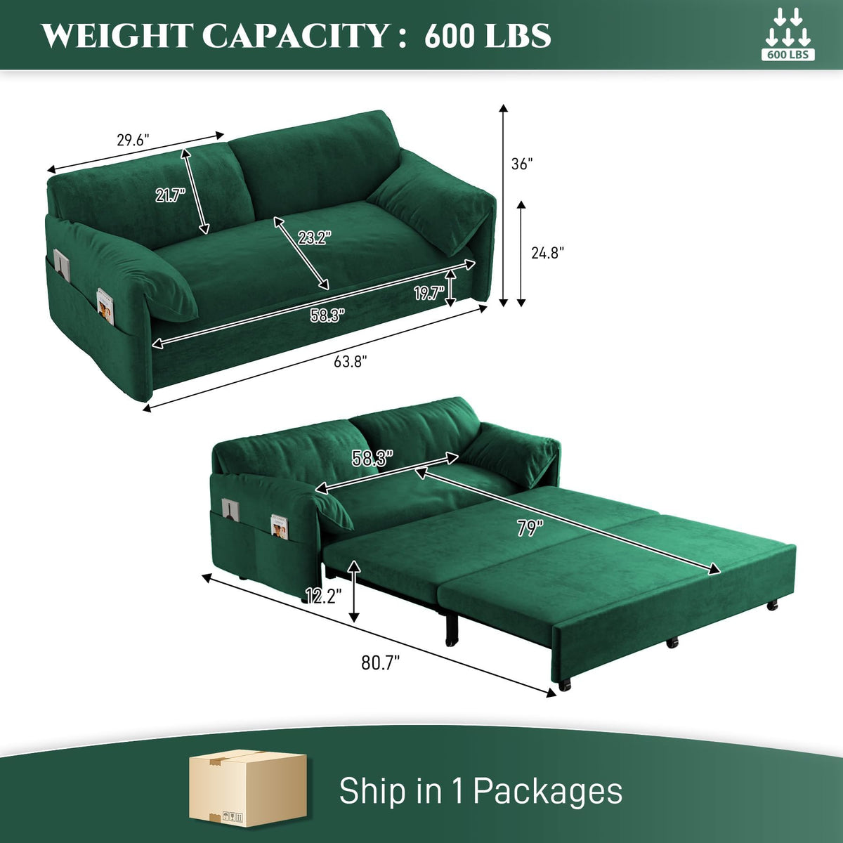 Green Velvet Sleeper Sofa