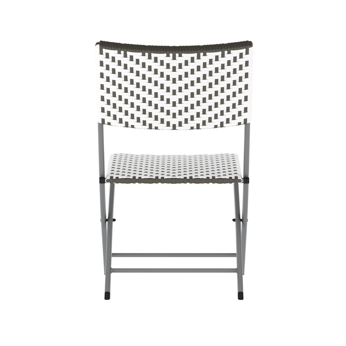 EMMA + OLIVER Gray/White Three Piece Folding Bistro Set