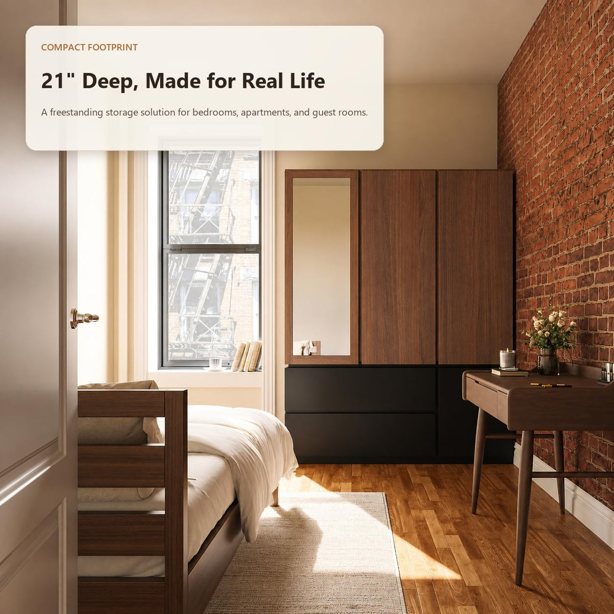 3-Door Mirrored Wardrobe with Drawers