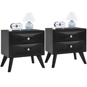 Black 2-Drawer Nightstand