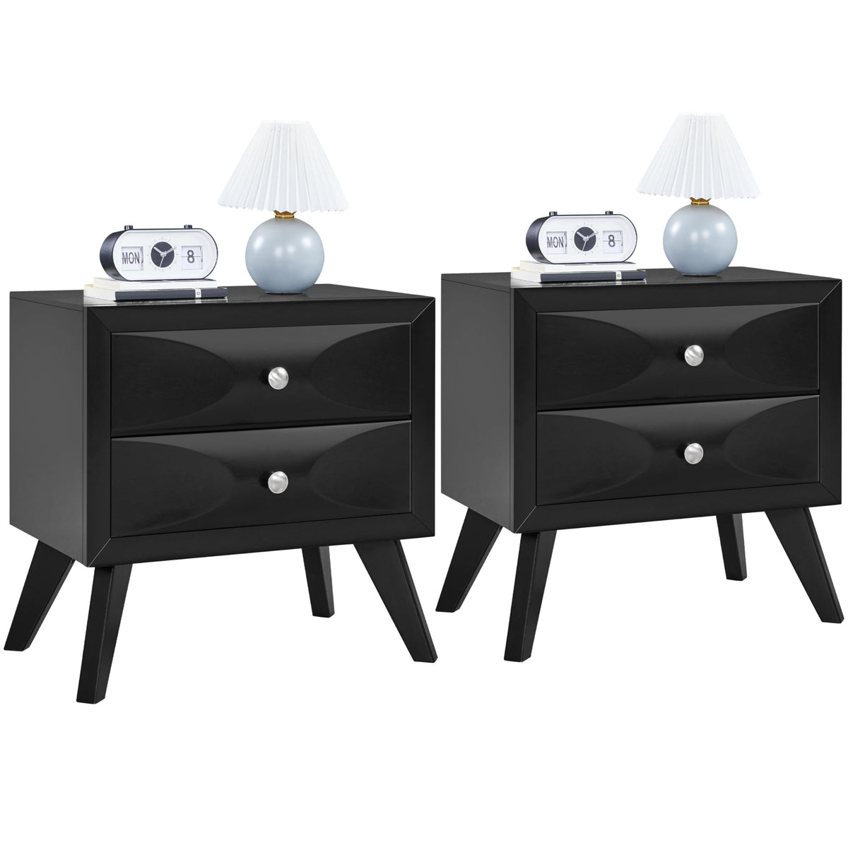 Black 2-Drawer Nightstand