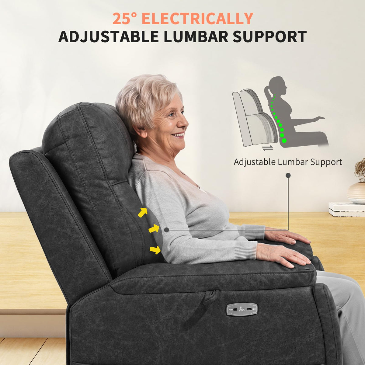 EONIX Large Triple Motor Power Lift Recliner Chair with Heat & Massage