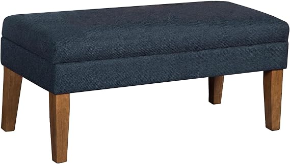 Navy Upholstered Storage Bench