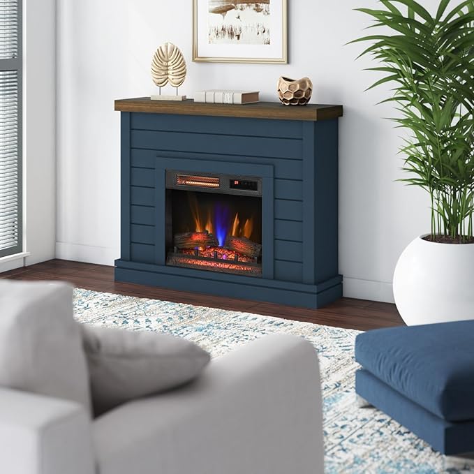 Shiplap Wall Mantel Electric Fireplace