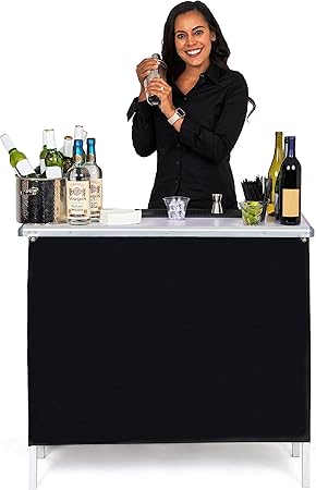 Foldable Bar Table with Skirt & Carrying Case