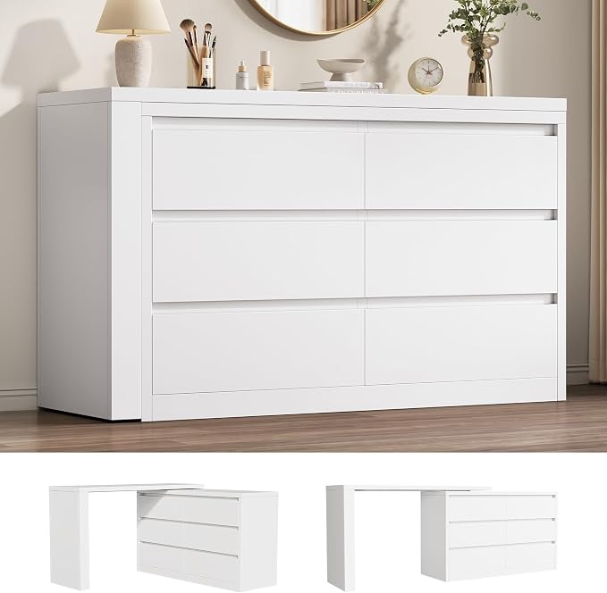6-Drawer Dresser with L-Shaped Desk