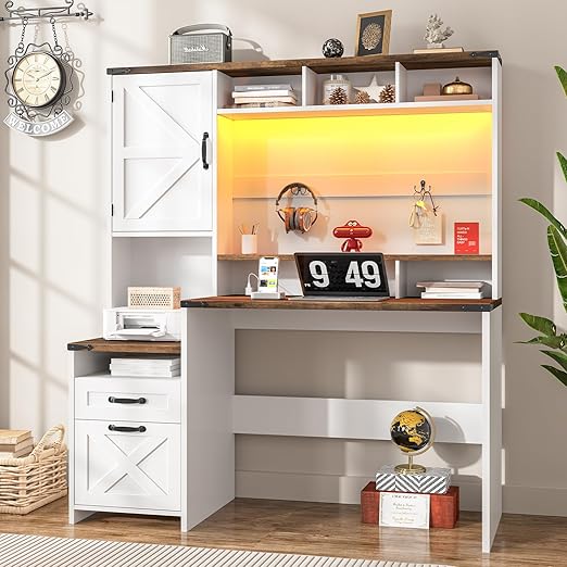L-Shaped Executive Desk with 6 Drawers