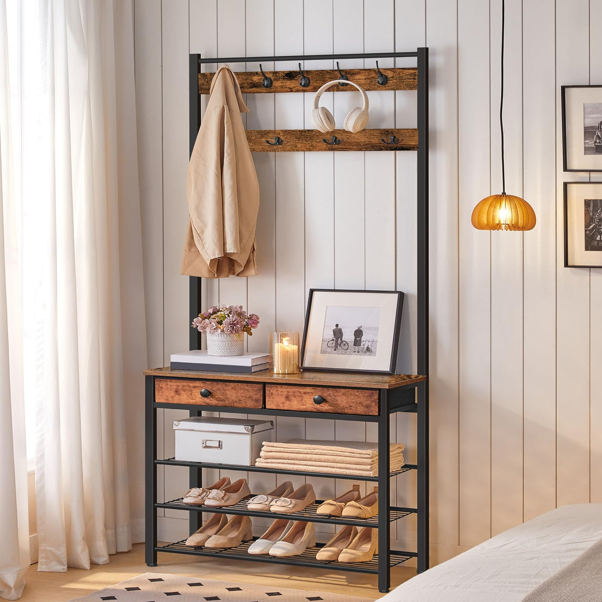 Entryway Hall Tree with Drawers