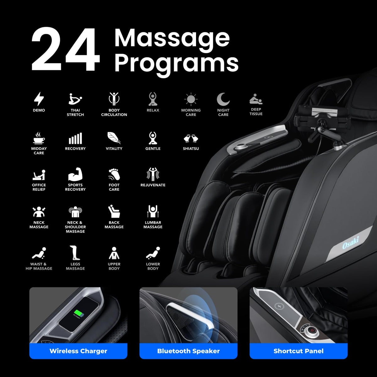 Black 4D Zero Gravity Massage Chair