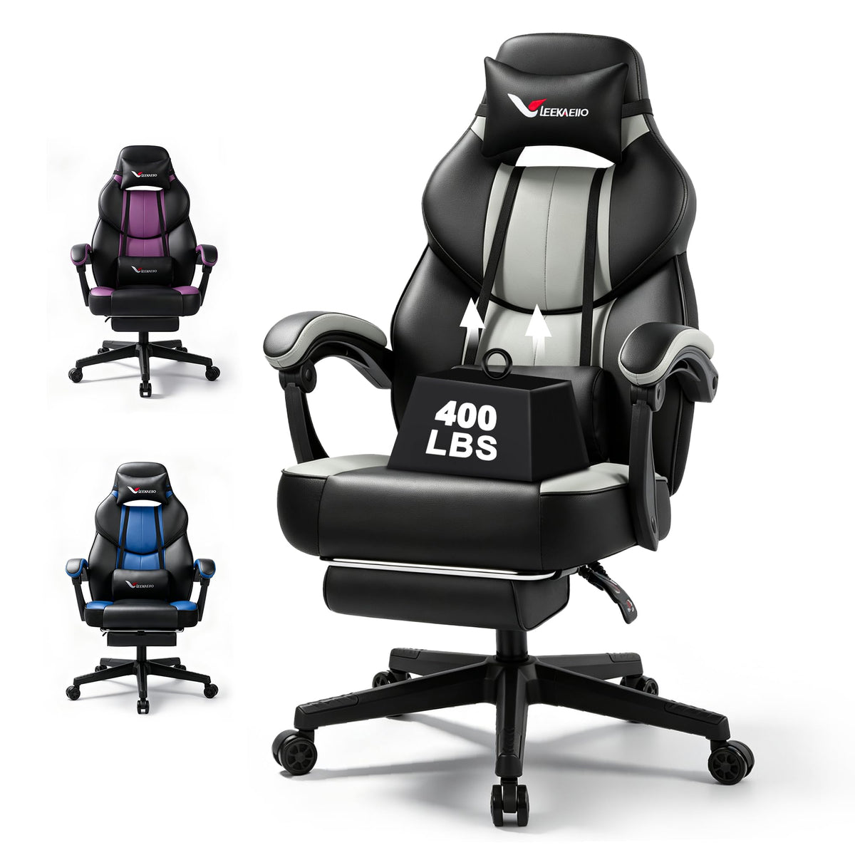 Wide Seat Gaming Chair with Footrest