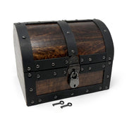 Handmade Wooden Treasure Chest with Leather Accents & Lock