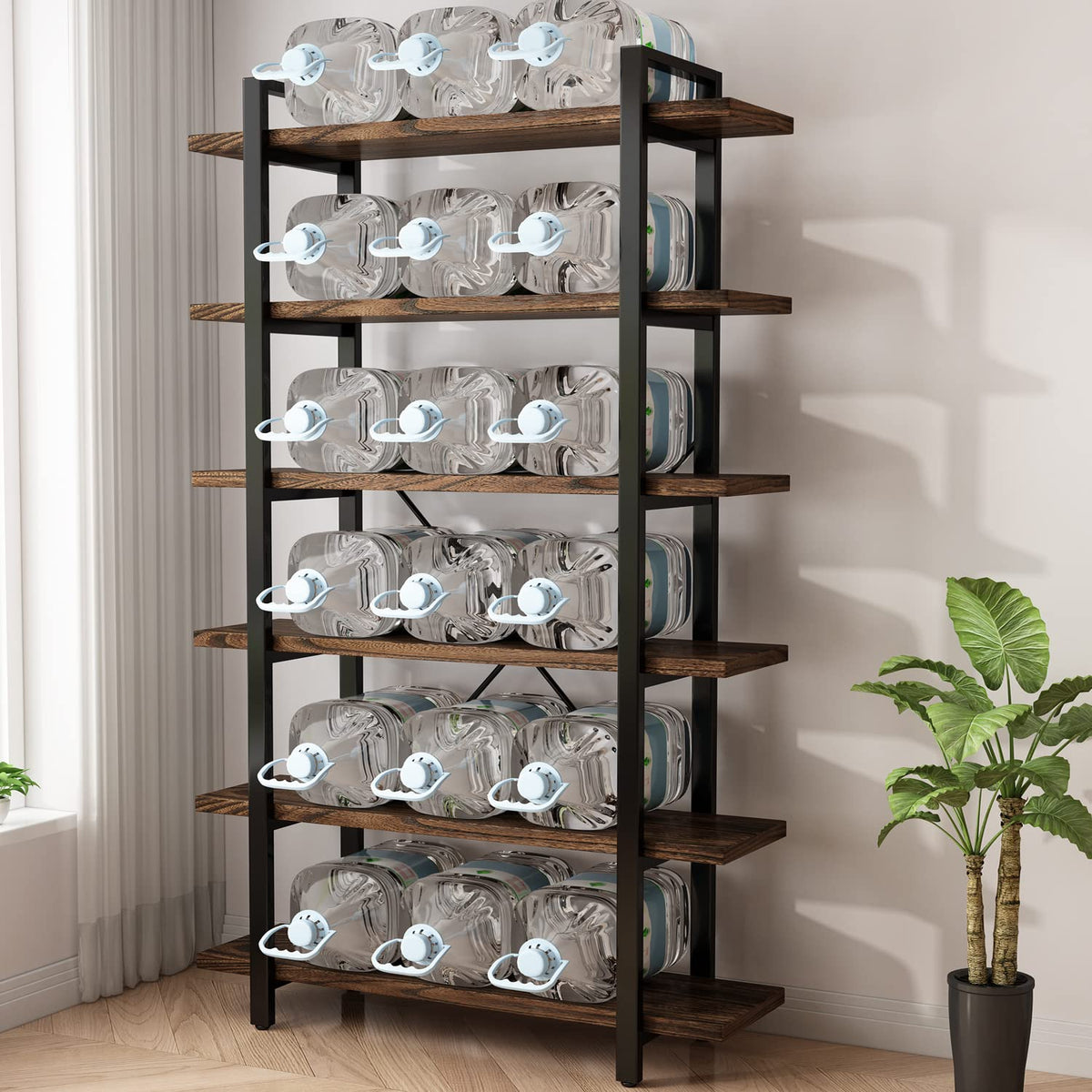 6-Tier Solid Wood Bookcase