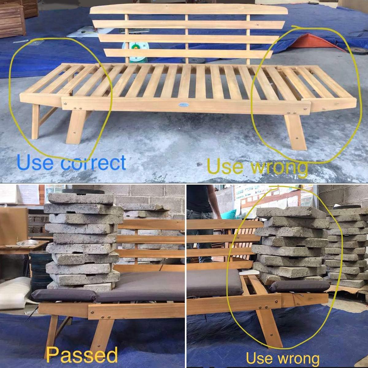 Acacia Wood Outdoor Daybed with Adjustable Armrests & Cushions