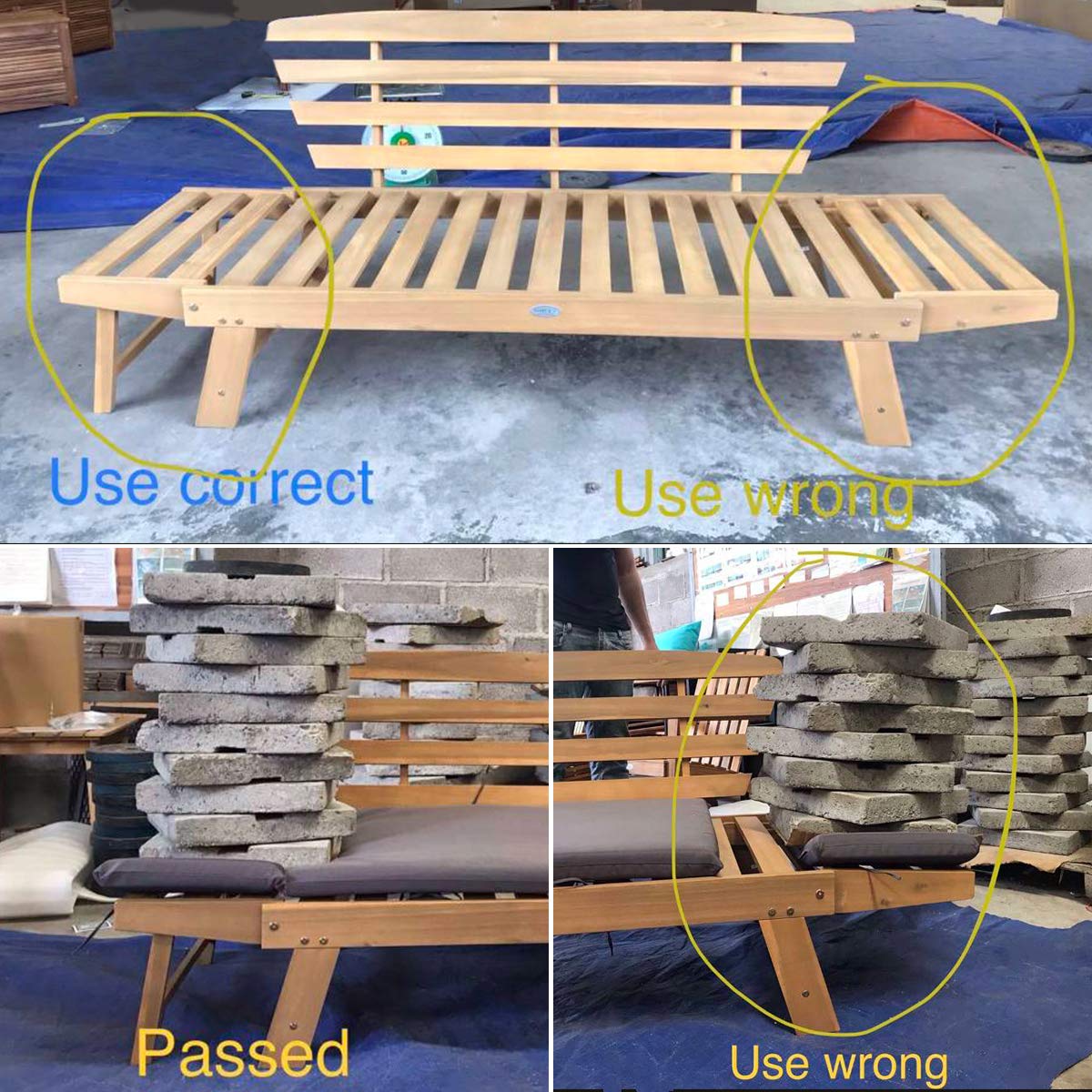 Acacia Wood Outdoor Daybed with Adjustable Armrests & Cushions