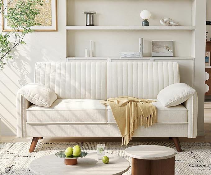Chenille Loveseat Sofa with Padded Arms