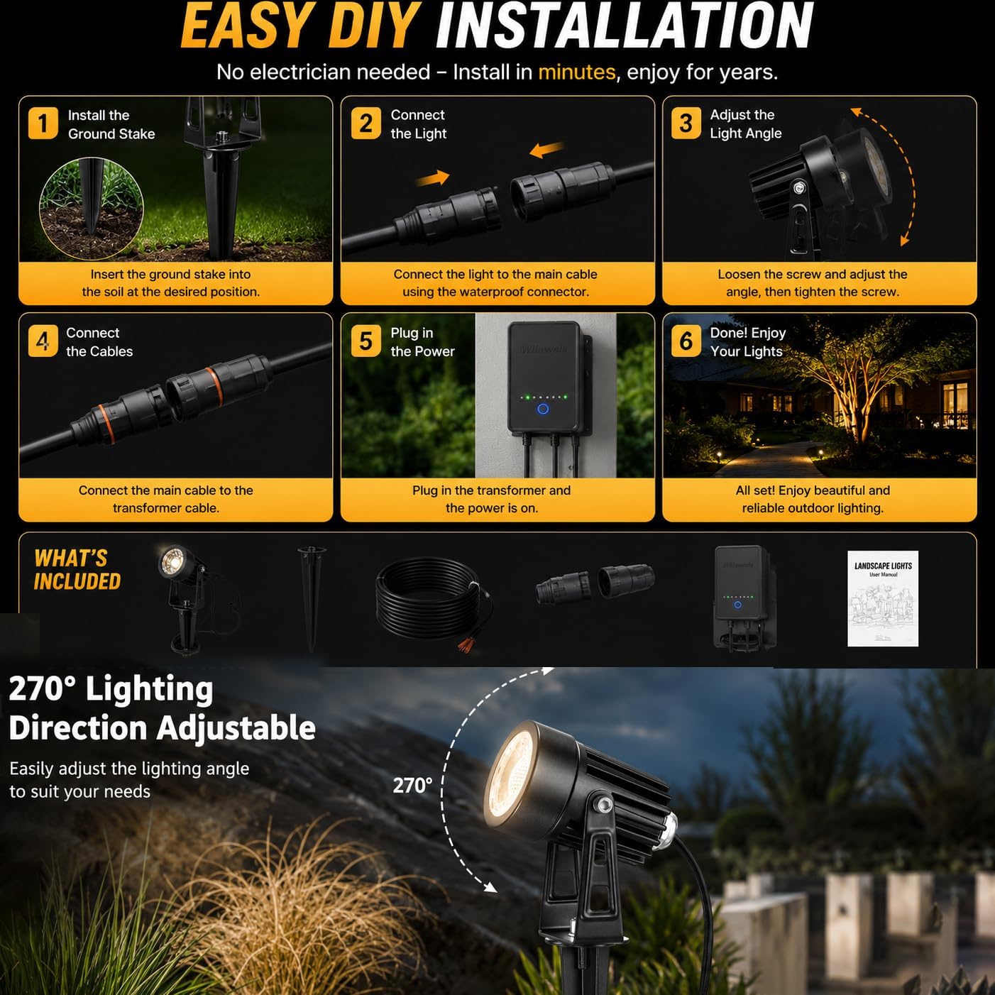 RGBW Smart Landscape Spotlight Kit, 6-Pack