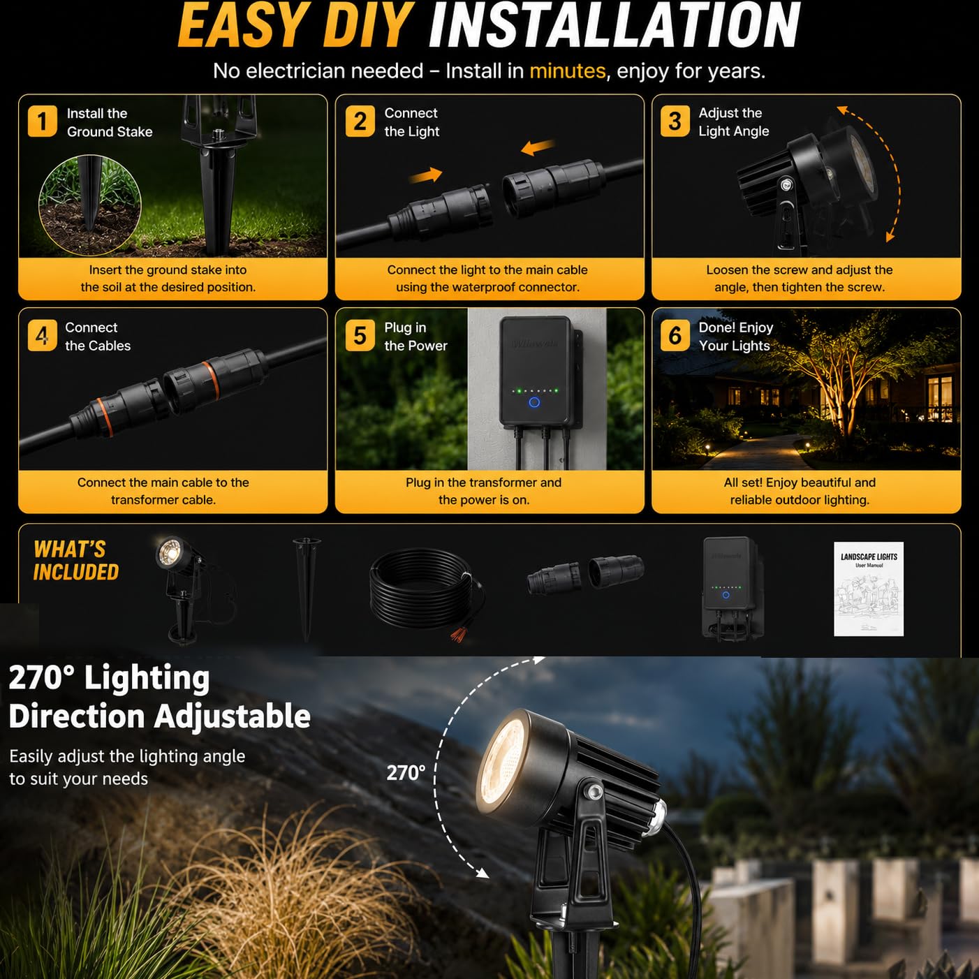 RGBW Smart Landscape Spotlight Kit, 6-Pack