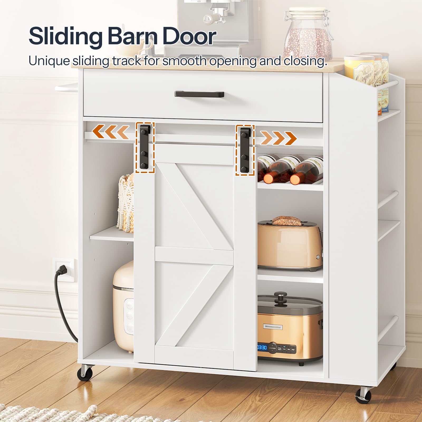 Rolling Kitchen Island with Power Outlet