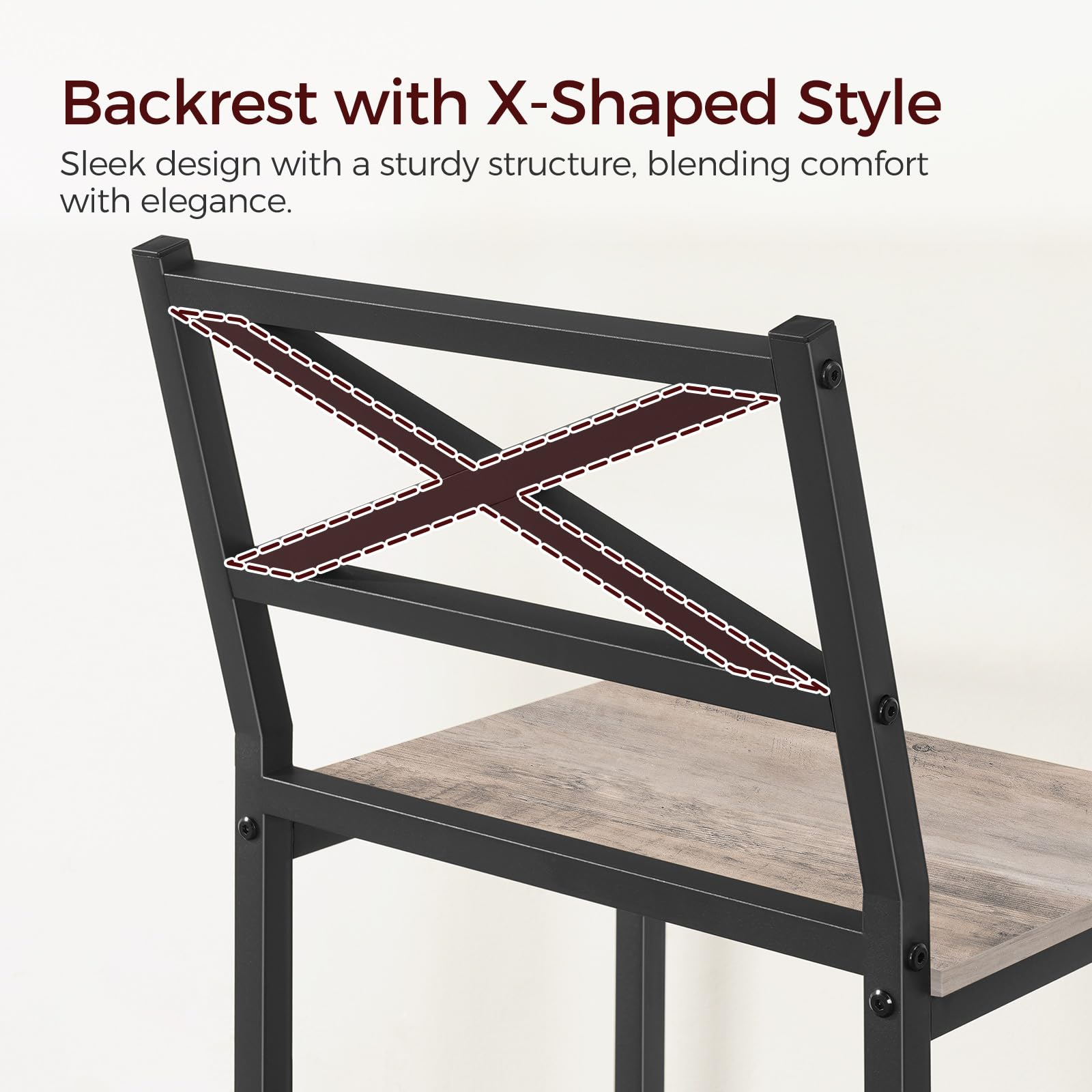 Bar Stools Set of 2 with Backrest & Footrest, 26" Counter Height