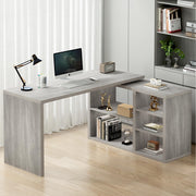 L-Shaped Corner Desk with Storage Shelves & Cabinet
