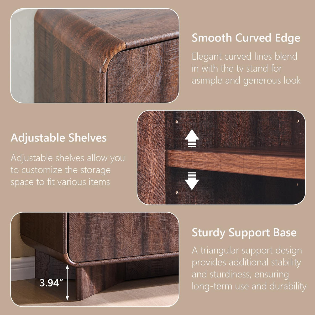 Curved Buffet Sideboard Cabinet
