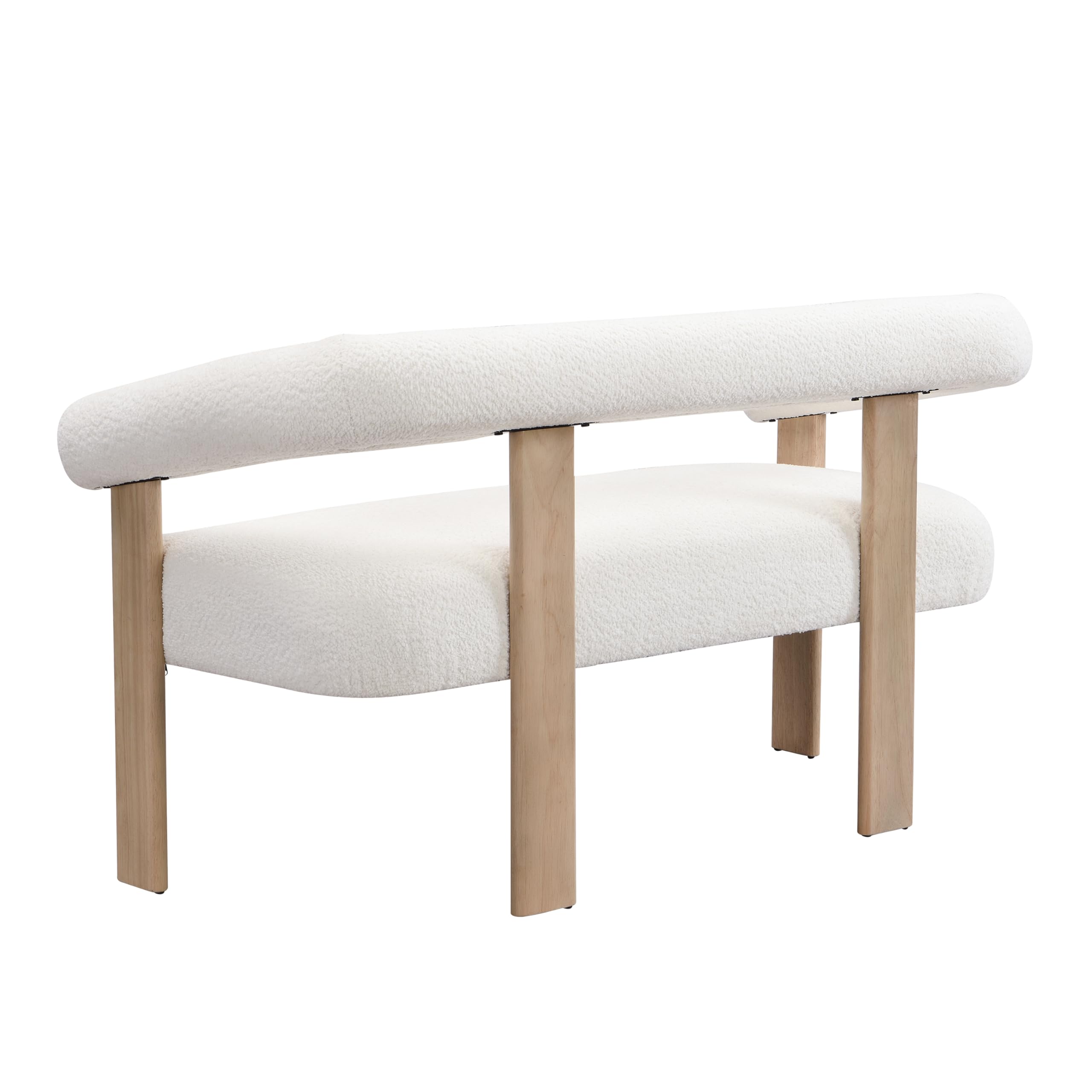 Christopher Knight Home Celen Modern Boucle Fabric Upholstered Loveseat with Round Armrest and Rubberwood Frame, Comfy Living Room 2-Seater Sofa, Space-Saving Couch for Hotel/Apartment, Beige+Natural