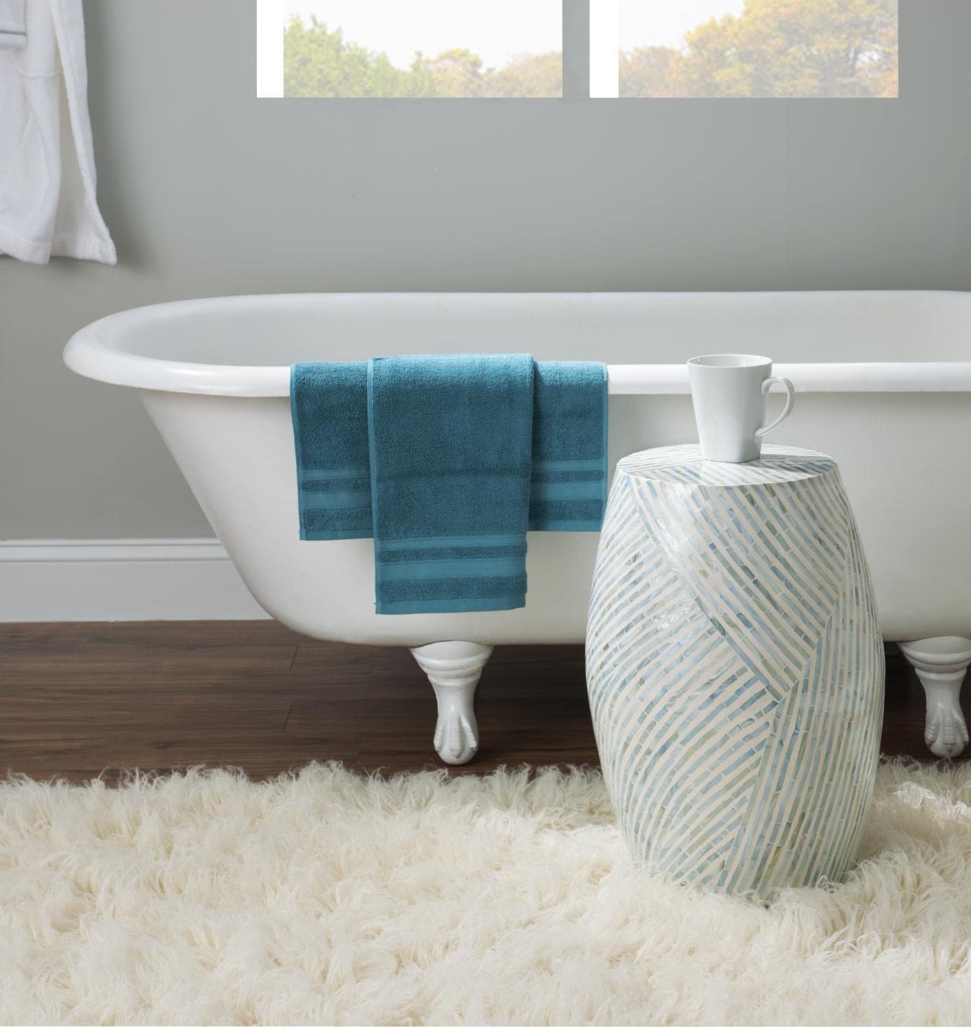 Round Capiz Shell Drum Accent Table