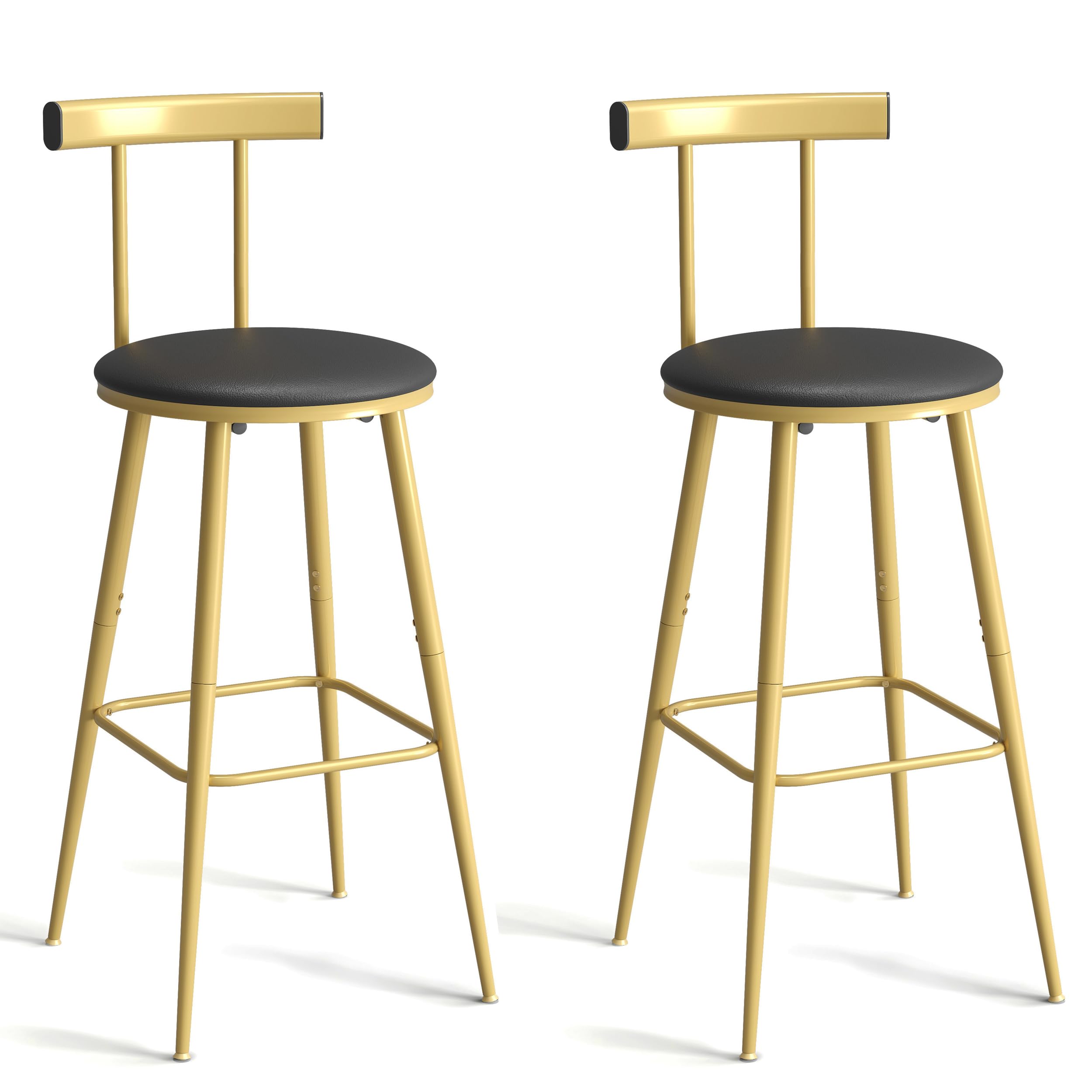 Bar Stools Set of 2 with Backrest & Footrest