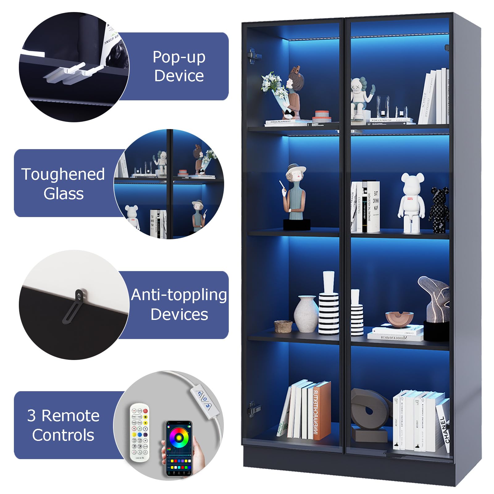 Glass Display Cabinet with LED Lights