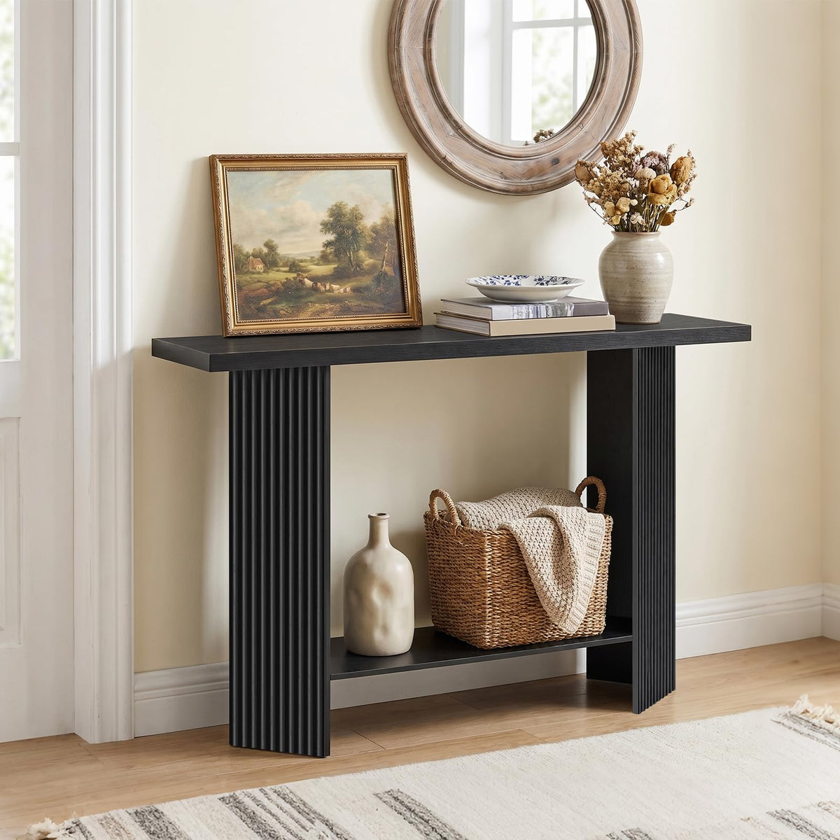 Black Fluted Console Table