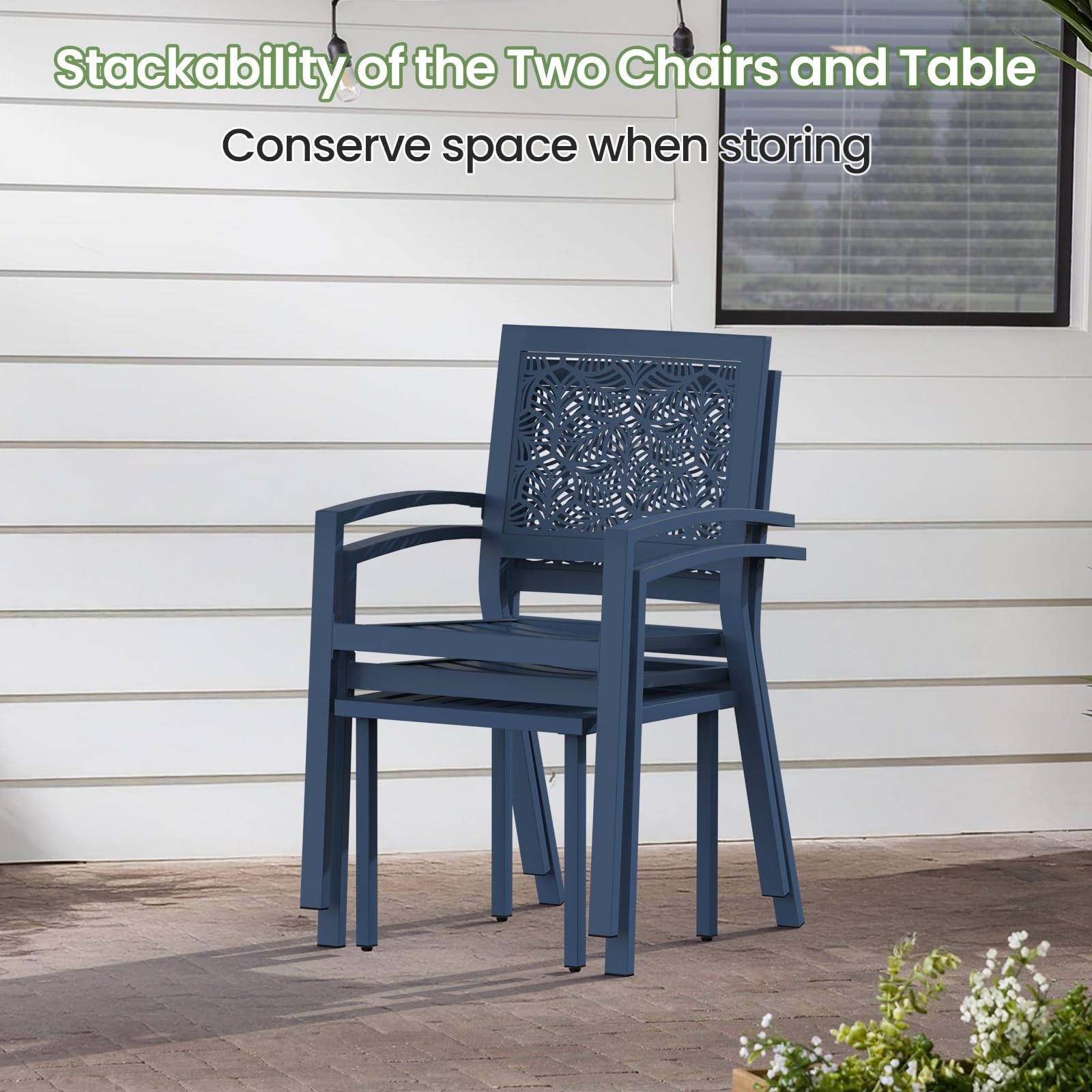 3-Piece Patio Bistro Set with 2 Chairs & Table