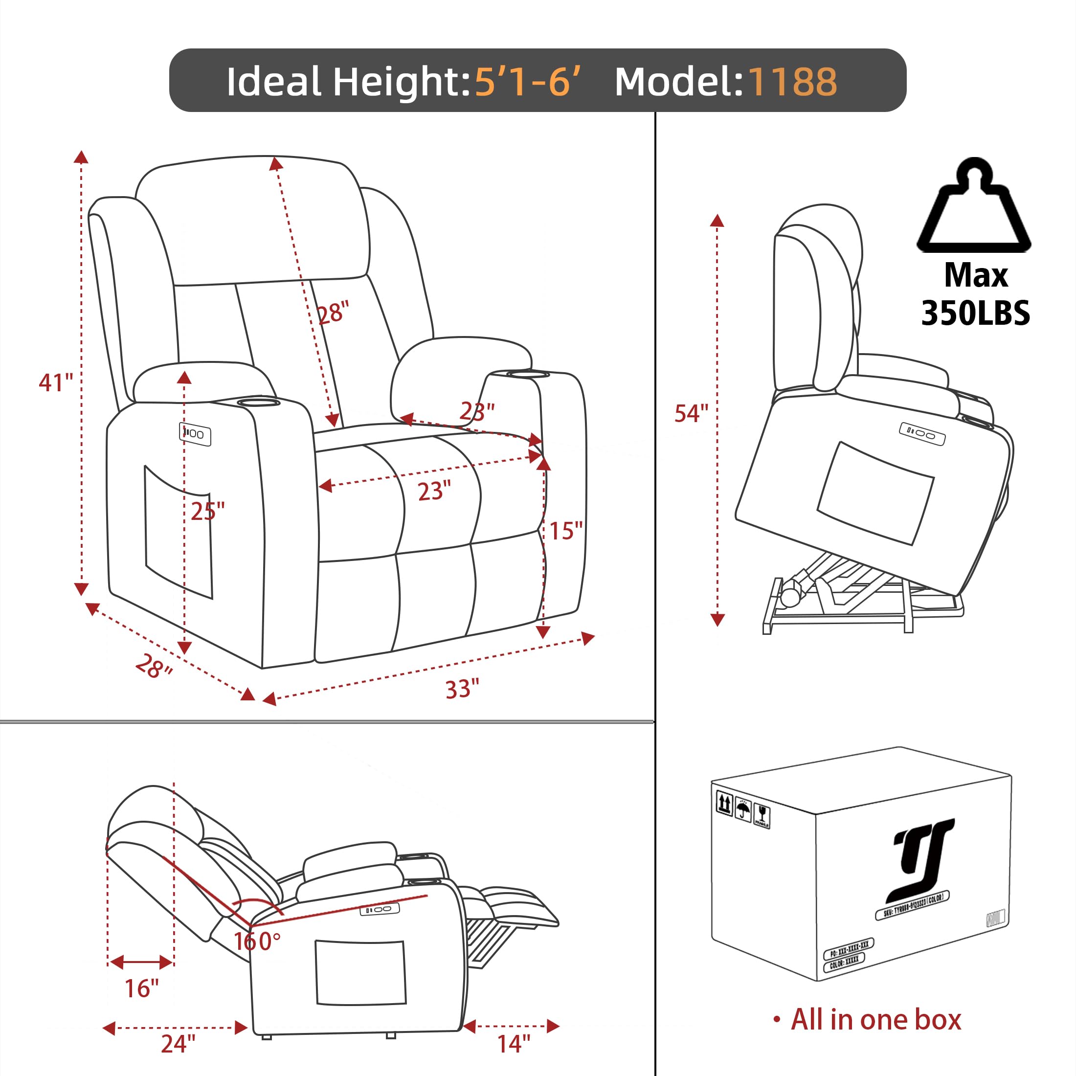 Power Lift Recliner Chair with Massage & Heat