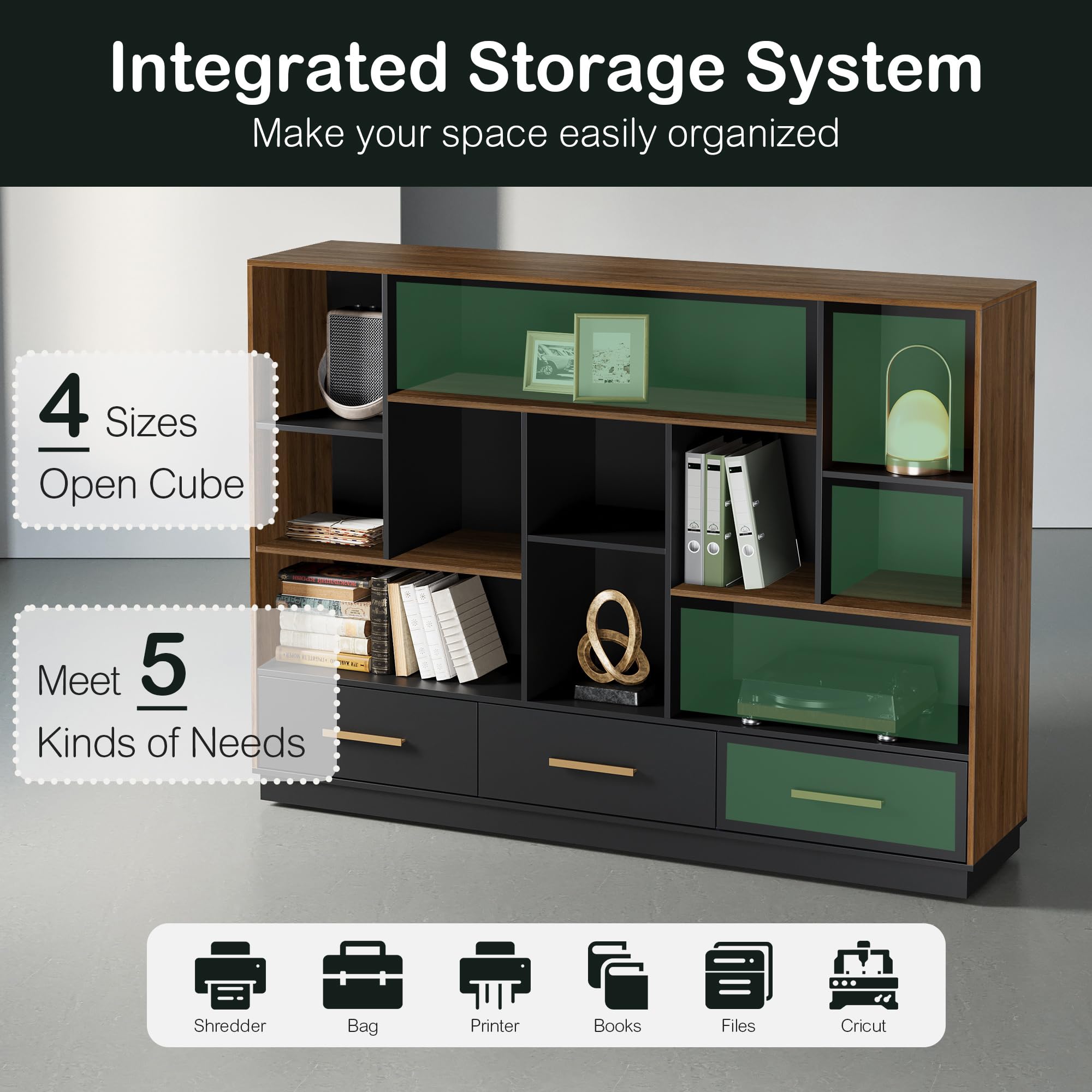 Standing Desk & Bookcase Home Office Set