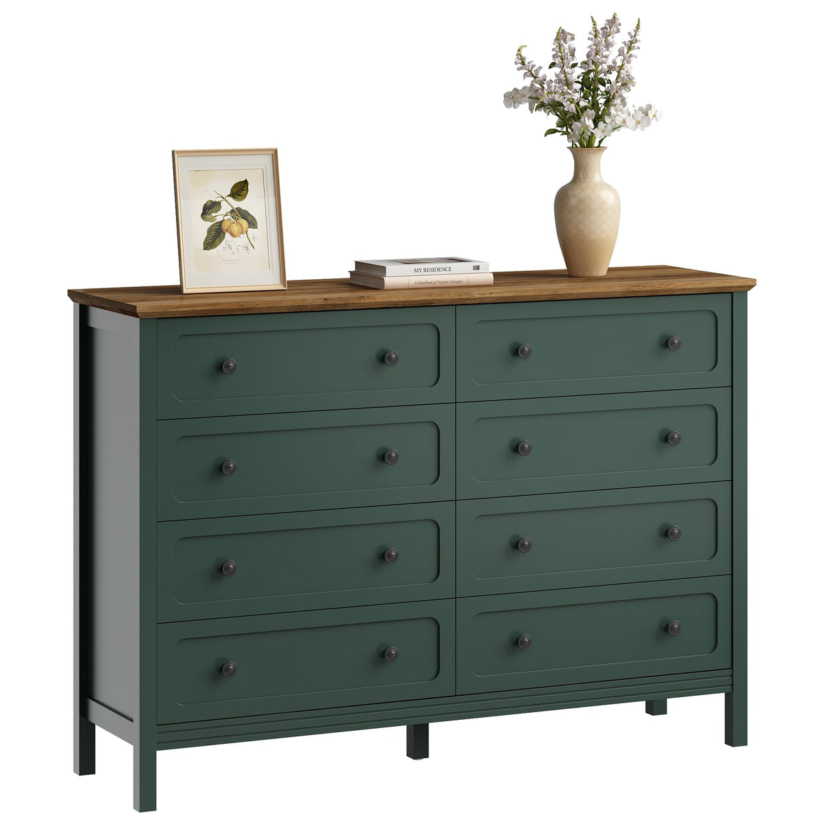 CARPETNAL 55" Green Dresser for Bedroom with 8 Drawer & Deep Drawers